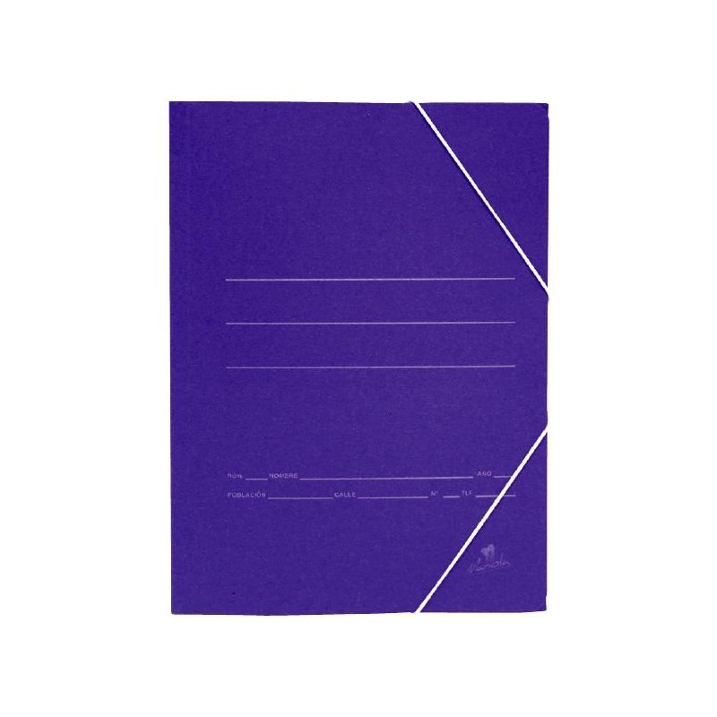 (1085) MARIOLA CARPETA CARTÓN BÁSICA 500GR GOMAS SOLAPA FOLIO 34X25CM CARTÓN MATE AZUL -20U-