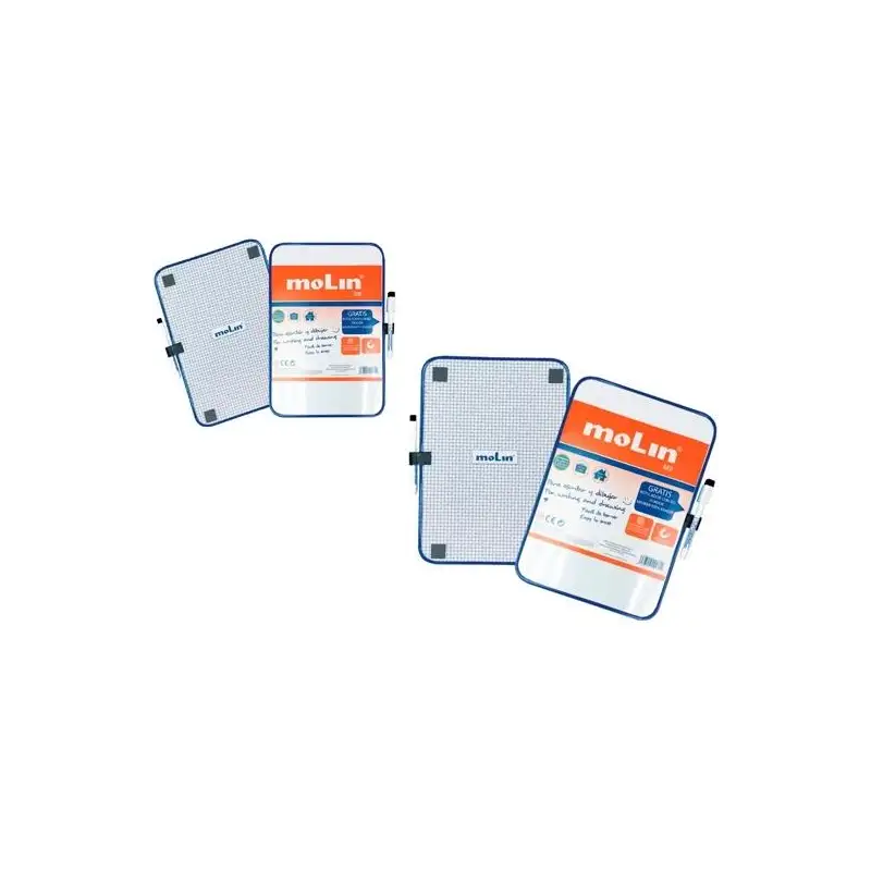 (RWB226WB-A4) MOLIN PIZARRA BLANCA MAGNÉTICA DOBLE CARA BLANCA/CUADRICULADA A4 (21X30CM) + ROTULADOR