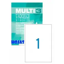 (04714) MULTI-3 ETIQUETAS ADHESIVAS 210X297 INKJET/LÁSER C/RECTOS 1 X 100 H BLANCO