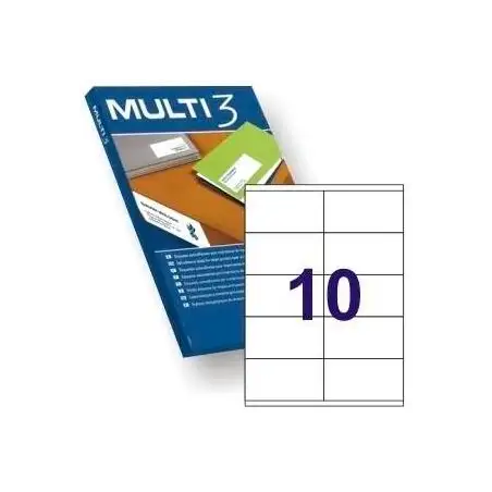 (04724) MULTI-3 ETIQUETAS ADHESIVAS 105X57MM INKJET/LÁSER C/RECTOS 10 X 100H BLANCO