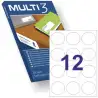 (10489) MULTI-3 ETIQUETAS ADHESIVAS CIRCULARES Ø60MM INKJET/LÁSER 12 X 100H BLANCO
