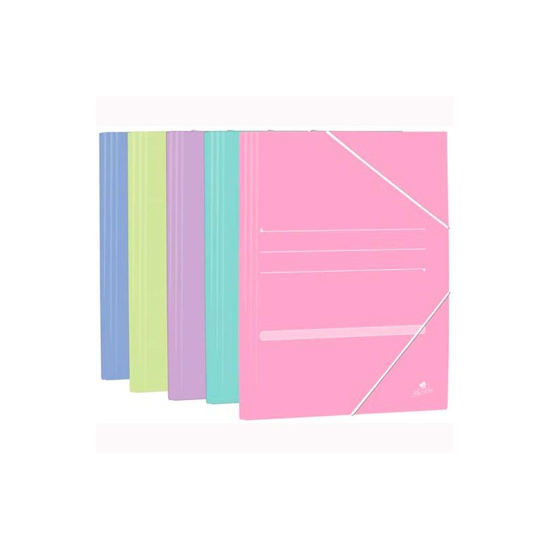 (1524SU) MARIOLA CARPETA CON GOMAS 3 SOLAPAS FOLIO CARTÓN MATE 500GR C/SURTIDOS PASTEL