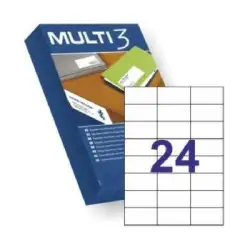 (10518) MULTI-3 ETIQUETAS ADHESIVAS 70X37MM INKJET/LÁSER CANTOS RECTOS 24 X 500H BLANCO