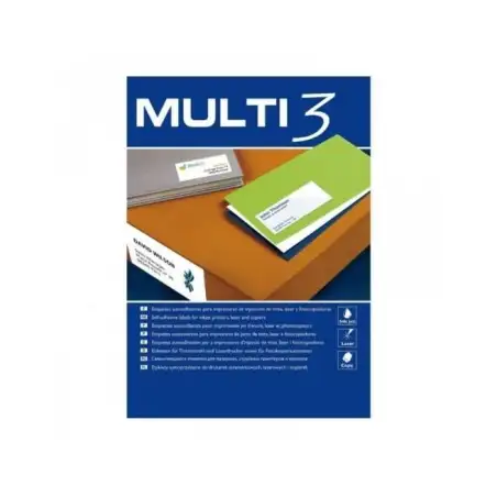 (10528) MULTI-3 ETIQUETAS ADHESIVAS 105X48 MM INKJET/LÁSER C/RECTOS 12 X 500H BLANCO