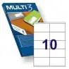 (10529) MULTI-3 ETIQUETAS ADHESIVAS 105X57MM INKJET/LÁSER C/RECTOS 10 X 500H BLANCO