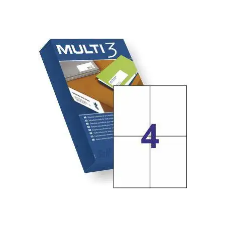 (10531) MULTI-3 ETIQUETAS ADHESIVAS 105X148MM INKJET/LÁSER C/RECTOS 4 X 500H BLANCO