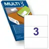 (12549) MULTI-3 ETIQUETAS ADHESIVAS 210X99MM INKJET/LÁSER C/RECTOS 3 X 100H BLANCO