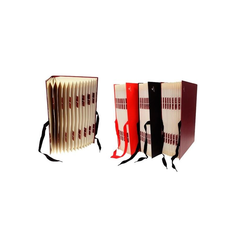 (0918NE) MARIOLA CARPETA FUELLE ACORDEÓN FOLIO A-Z/1-31 CARTÓN FORRADO GELTEX CIERRE C/ CINTA NEGRO