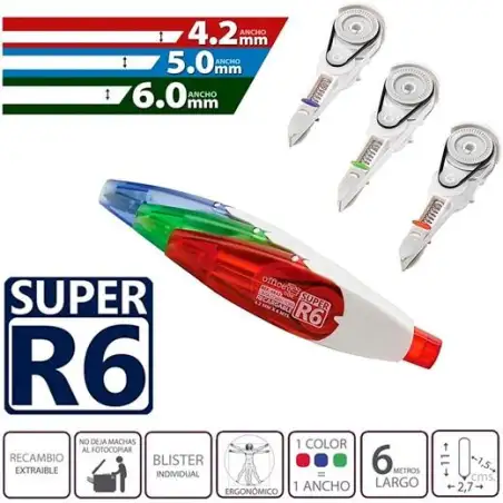 (1642) OFFICE BOX RECAMBIO CINTA CORRECTORA SUPER R6 RETRÁCTIL 4