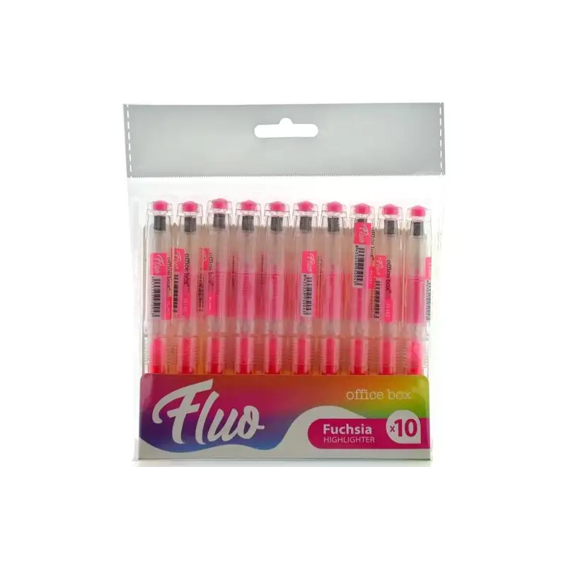 (FL142) OFFICE BOX MARCADOR FLUORESCENTE FLUO RECARGABLE ROSA PACK 10 UD