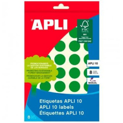 (02745) APLI ETIQUETAS ADHESIVAS CIRCULARES Ø19MM ESCRITURA MANUAL 40 X 8H VERDE
