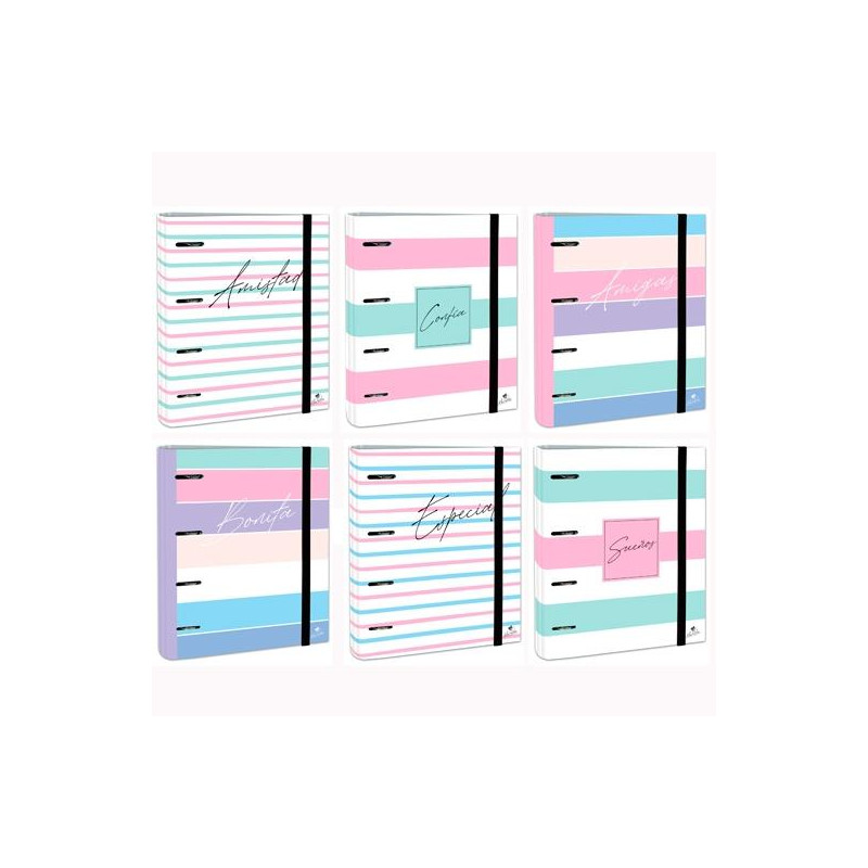 (2397FR-EX) MARIOLA CARPETA ANILLAS MIXTAS 4X40MM CARPEBLOCK C/RECAMBIO 100H C/GOMA CARTÓN FORRADO DISEÑOS SURTIDOS