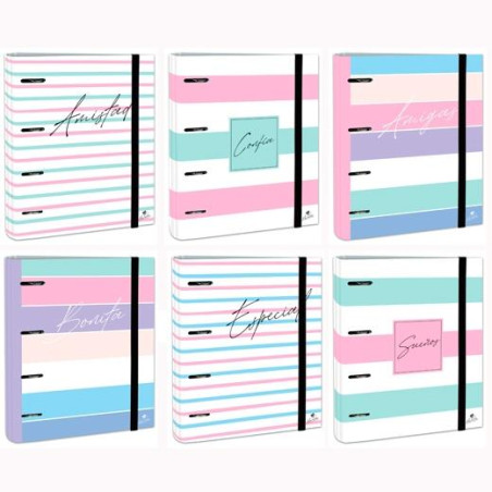 (2397FR-EX) MARIOLA CARPETA ANILLAS MIXTAS 4X40MM CARPEBLOCK C/RECAMBIO 100H C/GOMA CARTÓN FORRADO DISEÑOS SURTIDOS