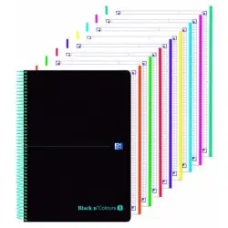 (400088489) OXFORD CUADERNO BLACK N´COLOURS EUROPEANBOOK 8 MICROPERFORADO 160H A4+ 5X5 T/PLÁSTICO NEGRO