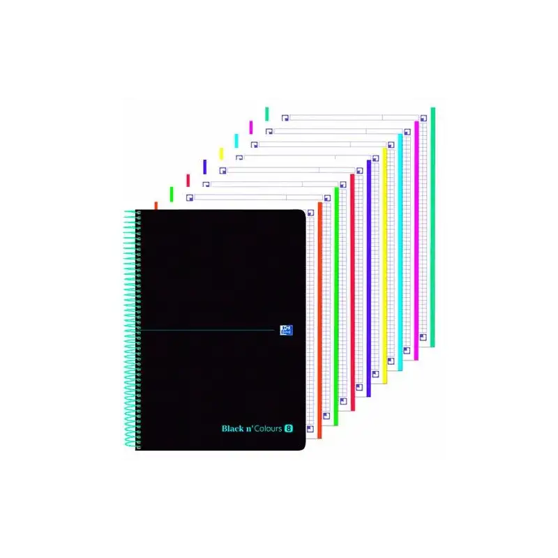 (400088489) OXFORD CUADERNO BLACK N´COLOURS EUROPEANBOOK 8 MICROPERFORADO 160H A4+ 5X5 T/PLÁSTICO NEGRO