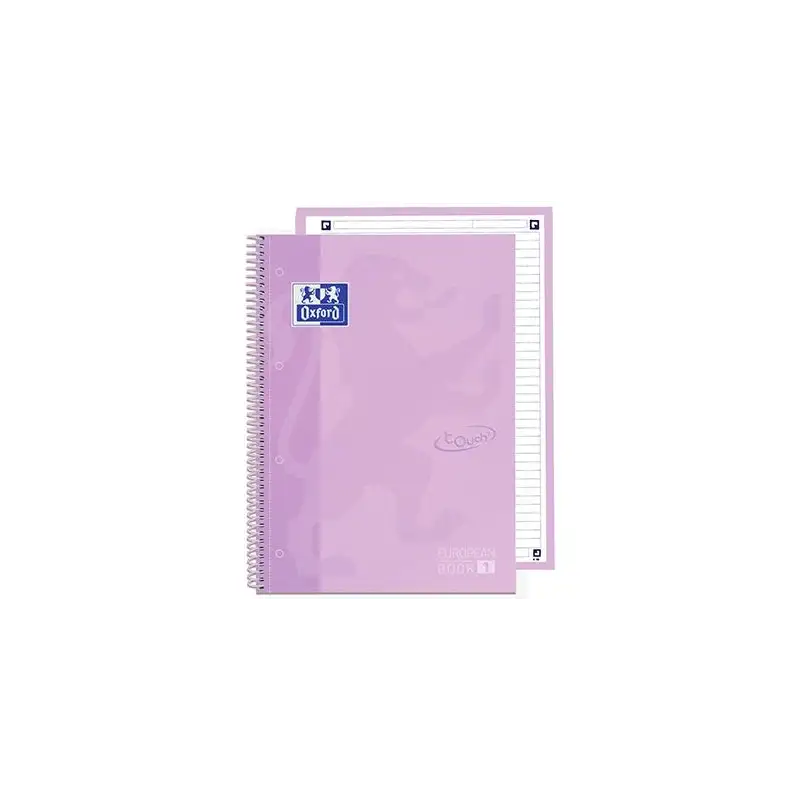(400138325) OXFORD CUADERNO TOUCH EUROPEANBOOK 1 WRITE&ERASE 80H A4+ 1 LÍNEA MICROPERFORADO T/EXTRADURA PACK 5 UD LAVANDA PASTEL