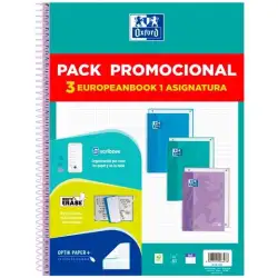 (400195027) OXFORD CUADERNO EUROPEANBOOK 1 TOUCH WRITE&ERASE 80H A4 5X5 T/EXTRADURA C/SURTIDOS PASTEL PACK PROMOCIONAL 3 UD