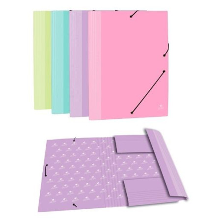 (4789R) MARIOLA CARPETA CON GOMAS 3 SOLAPAS FOLIO CARTÓN FORRADO PLASTIFICADO MATE SURTIDOS PASTEL