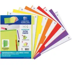 (400159037) OXFORD JUEGO SEPARADORES 5 POSICIONES PP 500 MICRAS A4 C/SURTIDOS VIVOS