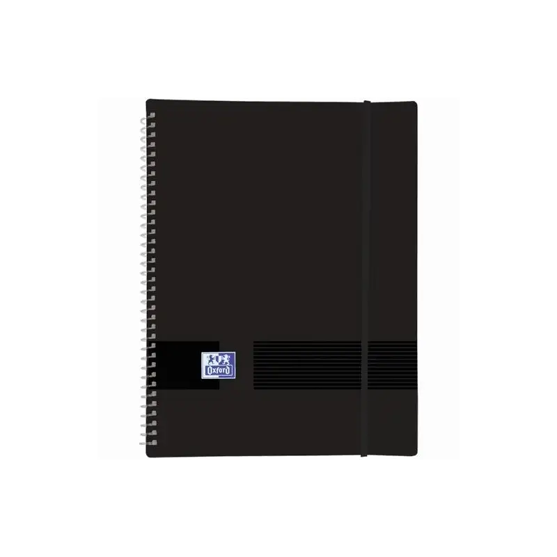 (400160223) OXFORD CARPETA CON 30 FUNDAS CRISTAL 50 MICRAS ESPIRAL A4 CIERRE C/GOMA PLÁSTICO OPACO NEGRO