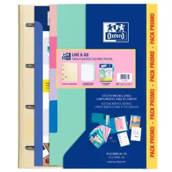 (400194659) OXFORD EUROPEANBINDER LIVE & GO CARPETA 4 ANILLAS A4 C/RECAMBIO 80H 5X5 C/SEPARADORES POLYFOAM COLORES PASTEL PAC...