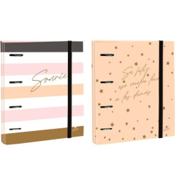 (2394FU) MARIOLA CARPEBLOCK ANILLAS MIXTAS 4 X 40MM FOLIO C/GOMA CARTÓN FORRADO PLASTIFICADO 6 FRASES DISEÑOS SURTIDOS