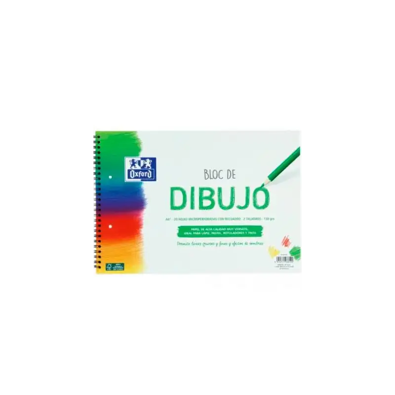 (400148236) OXFORD BLOC DIBUJO ESCOLAR MULTITALADRO 2 T/ BLANDA ESPIRAL 20H 130GR A4+ C/ RECUADRO BLANCO