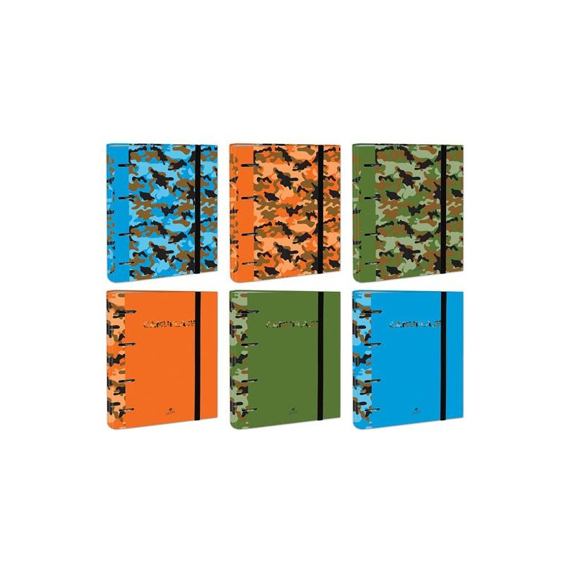 (2397CA-EX) MARIOLA CARPETA ANILLAS MIXTAS 4 X 40MM CARPEBLOCK C/RECAMBIO 100H C/GOMA 6 DISEÑOS SURTIDOS CAMUFLAJE