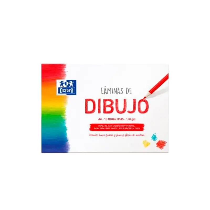 (400151292) OXFORD LÁMINAS PARA DIBUJO ESCOLAR PACK 10 HOJAS 130GR A4 LISO BLANCO