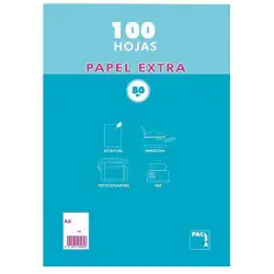 (21811) PACSA PAPEL EXTRA 100H A4 80GR LISO SIN TALADROS RETRACTILADO BLANCO