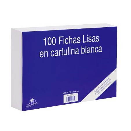 (3115L) MARIOLA FICHA LISA 215X160MM CARTULINA 180GR BLANCO PAQUETE DE 100