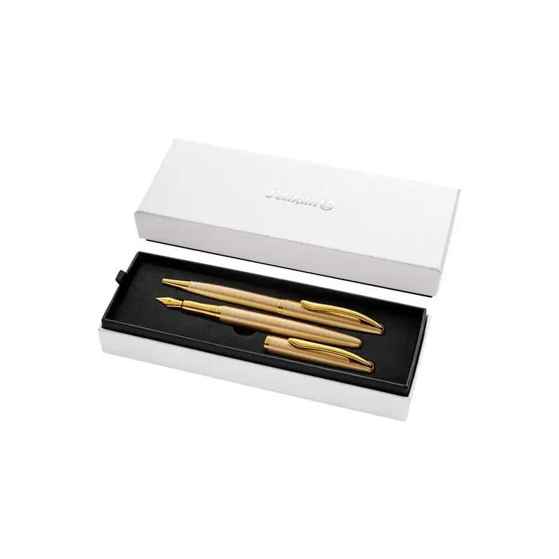 (400189918) PELIKAN SET BOLÍGRAFO + ESTILOGRÁFICA JAZZ NOBLE ELEGANCE TINTA AZUL COLOR ORO ESTUCHE DE REGALO