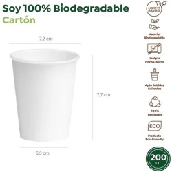 (30301D) VASO CARTÓN BIODEGRADABLE 200CC BLANCO PACK 25 UD