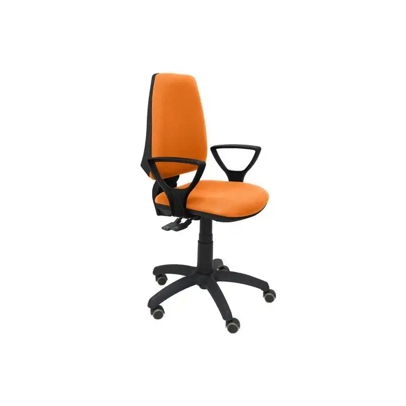 (14SBALI308BGOLFRP) PIQUERAS Y CRESPO SILLA ELCHE GIRATORIA ASINCRO BRAZOS FIJOS RUEDAS DE PARQUÉ TEJIDO BALI NARANJA