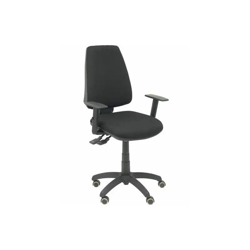 (14SBALI840B10RP) PIQUERAS Y CRESPO SILLA ELCHE GIRATORIA ASINCRO BRAZOS REG. RUEDAS DE PARQUÉ TEJIDO BALI NEGRO