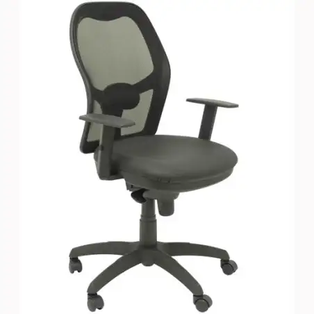(15SNSPNE) PIQUERAS Y CRESPO SILLA JORQUERA GIRATORIA SINCRO BRAZOS REG. RESPALDO MALLA ASIENTO SIMILPIEL NEGRO