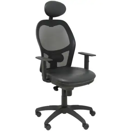 (15SNSPNEC) PIQUERAS Y CRESPO SILLA JORQUERA GIRATORIA ASINCRO CABECERO BRAZOS REG. RESPALDO MALLA ASIENTO SIMILPIEL NEGRO