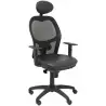 (15SNSPNEC) PIQUERAS Y CRESPO SILLA JORQUERA GIRATORIA ASINCRO CABECERO BRAZOS REG. RESPALDO MALLA ASIENTO SIMILPIEL NEGRO