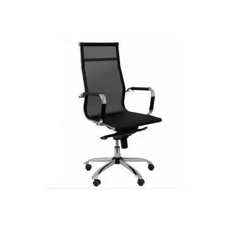 (203DBNE) PIQUERAS Y CRESPO SILLÓN BARRAX BASCULANTE REGULABLE/A BRAZOS/F RUEDAS DE GOMA MALLA NAILON NEGRO