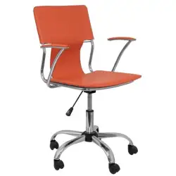 (214NA) PIQUERAS Y CRESPO SILLA BOGARRA GIRATORIA BRAZOS/F CHASIS CROMADO TAPIZADO SIMILPIEL NARANJA