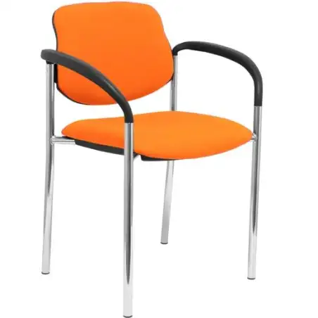 (27CRBALI308CB) PIQUERAS Y CRESPO SILLA FIJA STYL B/FIJOS CHASIS CROMO TEJIDO BALI NARANJA