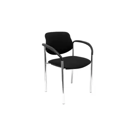 (27CRBALI840CB) PIQUERAS Y CRESPO SILLA FIJA STYL B/FIJOS CHASIS CROMO TEJIDO BALI NEGRO