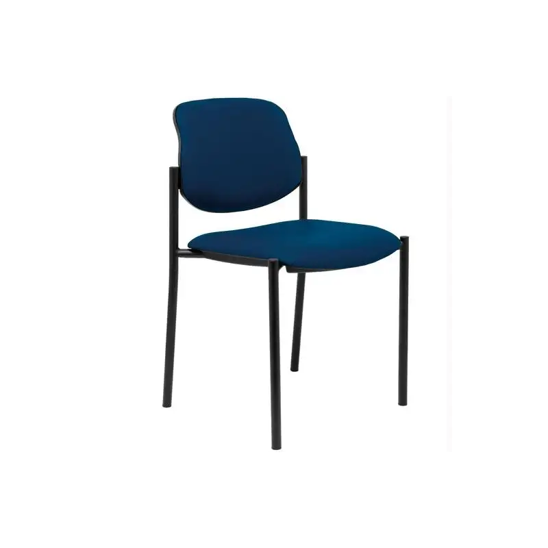 (27NSPAZM) PIQUERAS Y CRESPO SILLA FIJA STYL S/BRAZOS CHASIS NEGRO TAPIZADO SIMILPIEL AZUL MARINO