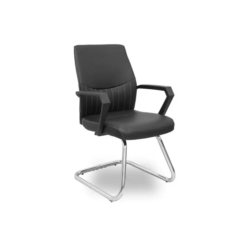 (520PACRSP840) PIQUERAS Y CRESPO SILLA DE VISITA OPTI520 PATÍN REFORZADA BRAZOS FIJOS SIMILPIEL NEGRO