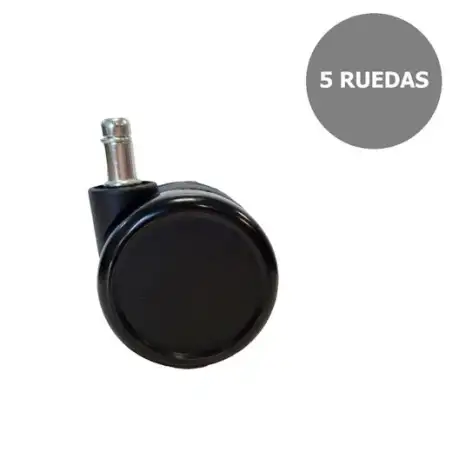 (KIT1R65N) PIQUERAS Y CRESPO KIT 5 RUEDAS NAILON Ø65MM PARA SILLA PERNO 11MM NEGRO