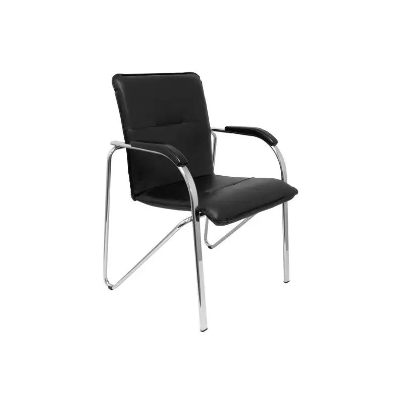 (PACK2259SPNECR) PIQUERAS Y CRESPO PACK DE 2 SILLAS SAMBA C/BRAZOS ESTRUCTURA CROMADA  SIMILPIEL NEGRO