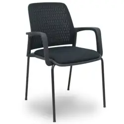 (PACK4519PTNM840B840) PIQUERAS Y CRESPO SILLA OPTI519 RESPALDO MALLA NEGRA ASIENTO TELA NEGRA - PACK DE 4
