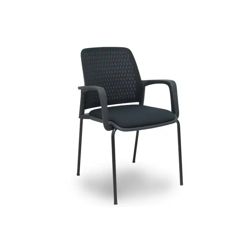 (PACK4519PTNM840B840) PIQUERAS Y CRESPO SILLA OPTI519 RESPALDO MALLA NEGRA ASIENTO TELA NEGRA - PACK DE 4
