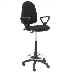 (T04CPBALI840BGOLF) PIQUERAS Y CRESPO TABURETE AYNA B/FIJOS REGULABLE EN ALTURA Y ARO REPOSAPIÉS TAPIZADO BALI NEGRO