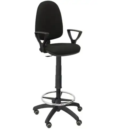 (T04CPBALI840BGOLFRP) PIQUERAS Y CRESPO TABURETE AYNA GIRATORIO CP ARO REPOSAPIÉS B/FIJOS RUEDAS DE PARQUÉ TEJIDO BALI NEGRO